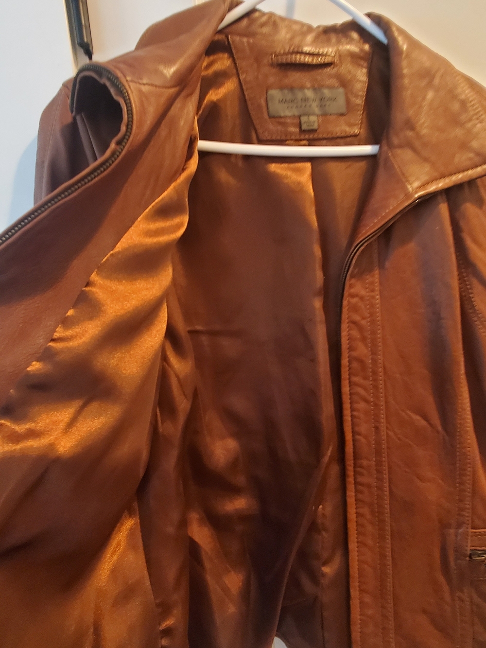 Marc New York Women's Chestnut Brown Leather Zip Jacket - Picture 4 of 6